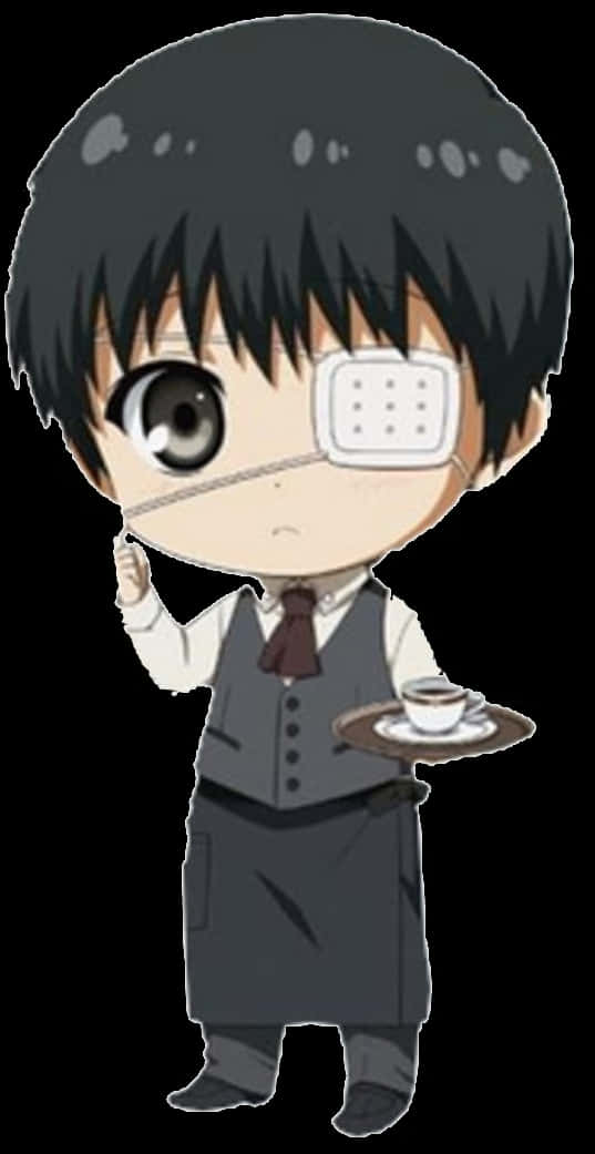 Chibi Kaneki Garson Çizimi Duvar Kağıdı