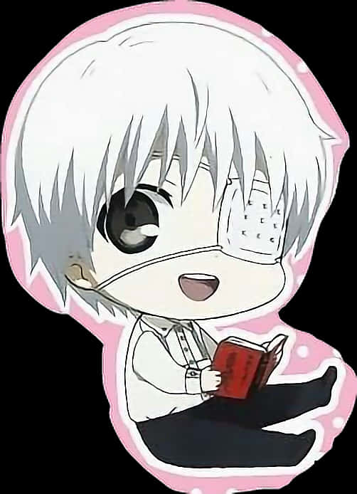 Chibi Kaneki Kitap Okuyor Çıkartması Duvar Kağıdı