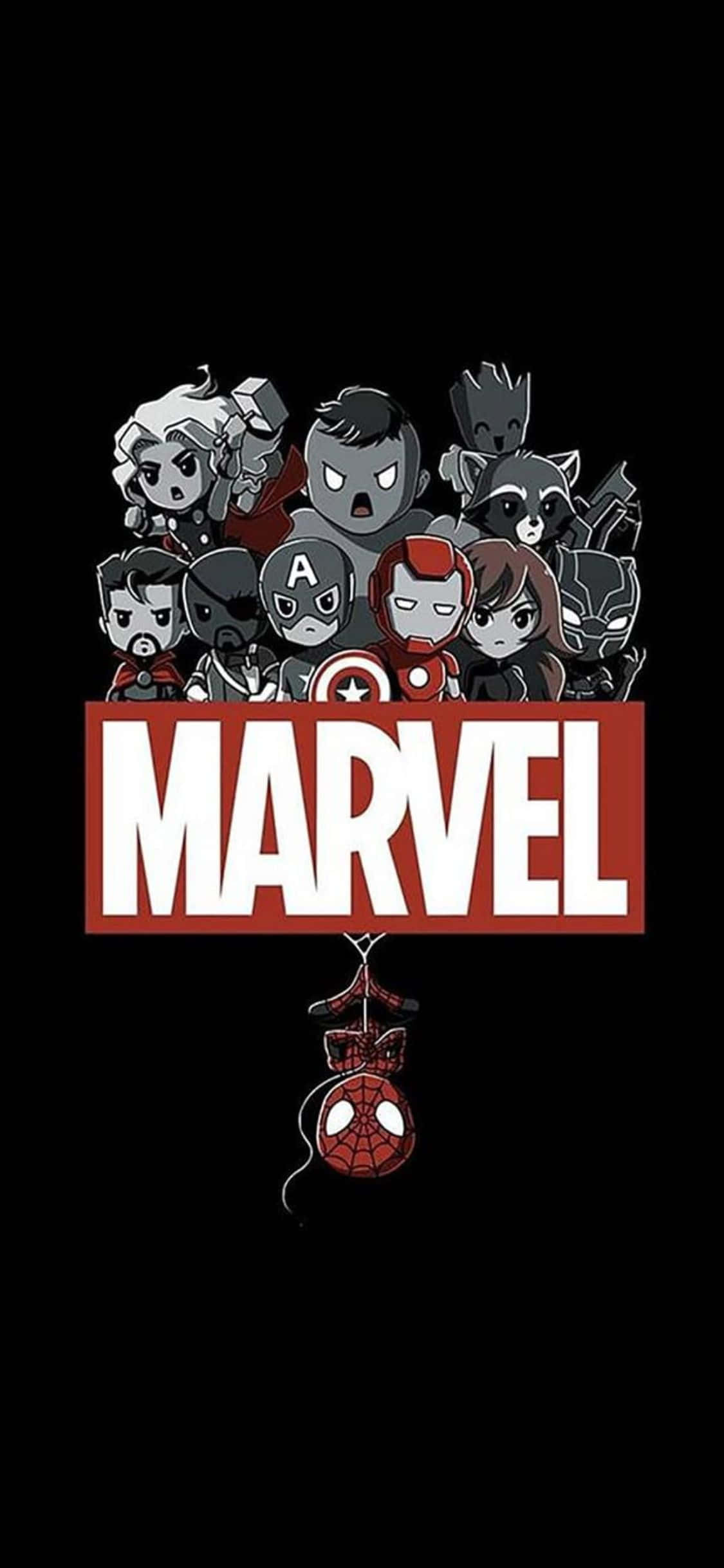 Chibi Süper Kahramanlar iPhone XS Marvel Duvar Kağıdı