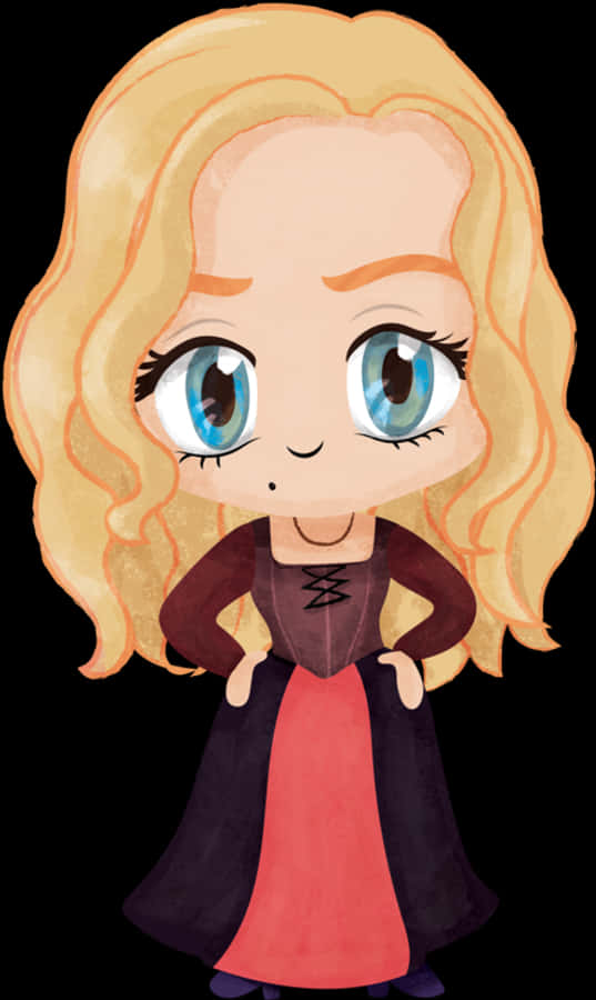 Chibi Tarzı Cadı İllüstrasyonu Duvar Kağıdı
