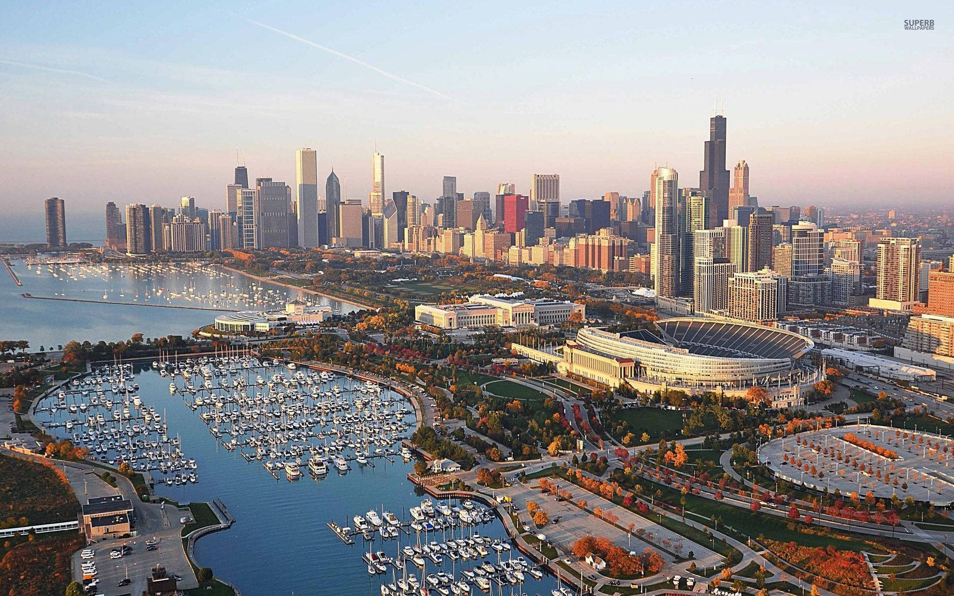 Chicago'nun Manzaralı Görüntüsü Duvar Kağıdı