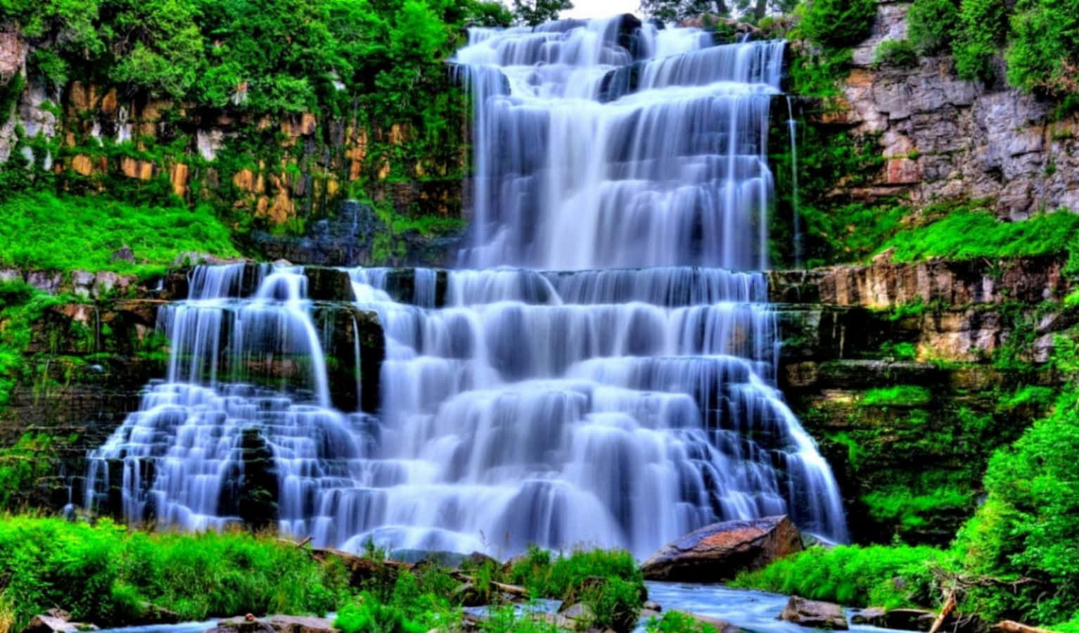 Chittenango Falls State Park Şelalesi Masaüstü Duvar Kağıdı