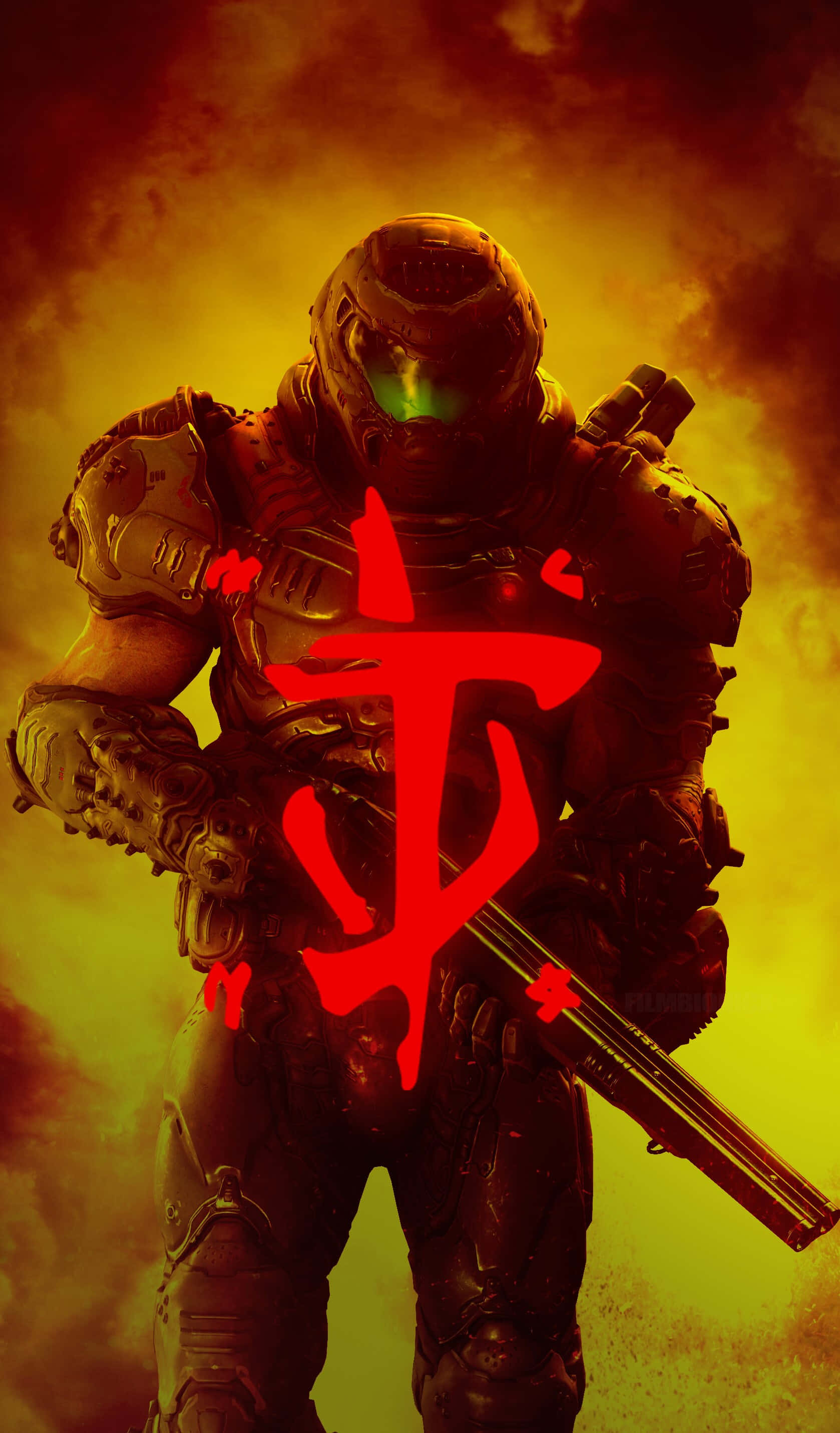 Çin Harfli Pixel 3xl Doom Arka Planı Duvar Kağıdı