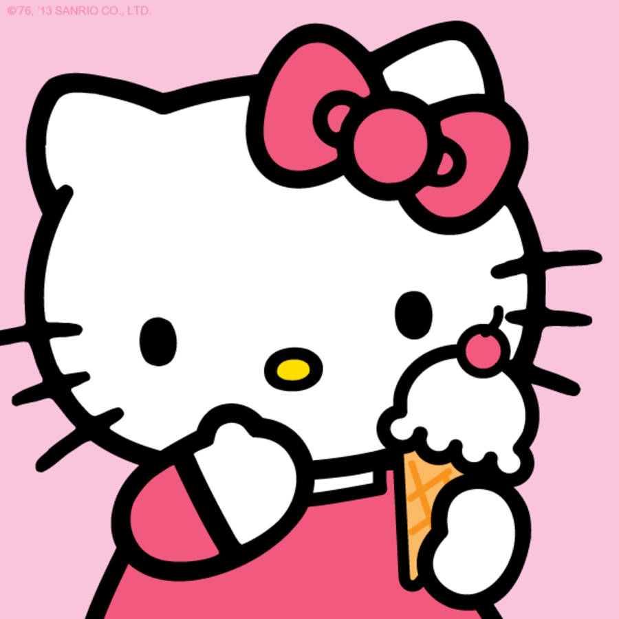 Çizgi Film Hello Kitty PFP Dondurma Duvar Kağıdı