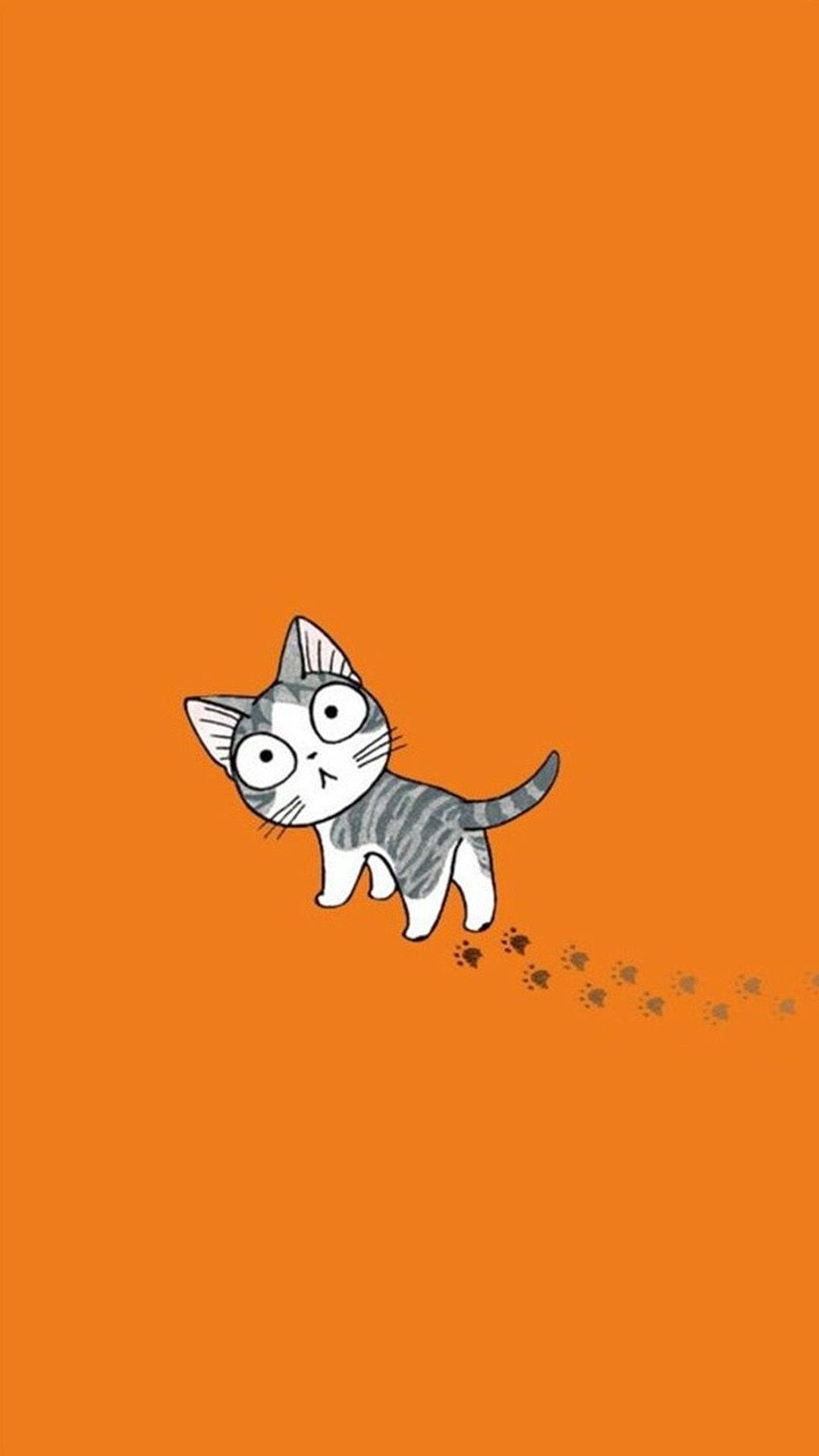 Çizgi Film Kedi Pati İzleri Duvar Kağıdı