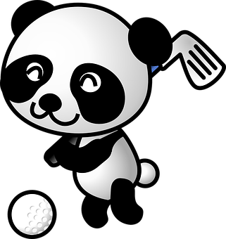 Çizgi Film Panda Golfçü Grafiği Duvar Kağıdı
