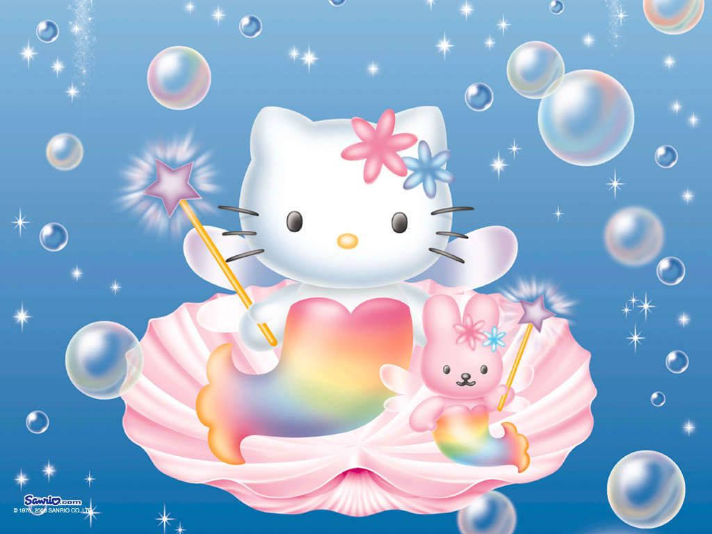 Çizgi Film Siren Tavşan ve Hello Kitty PFP Duvar Kağıdı