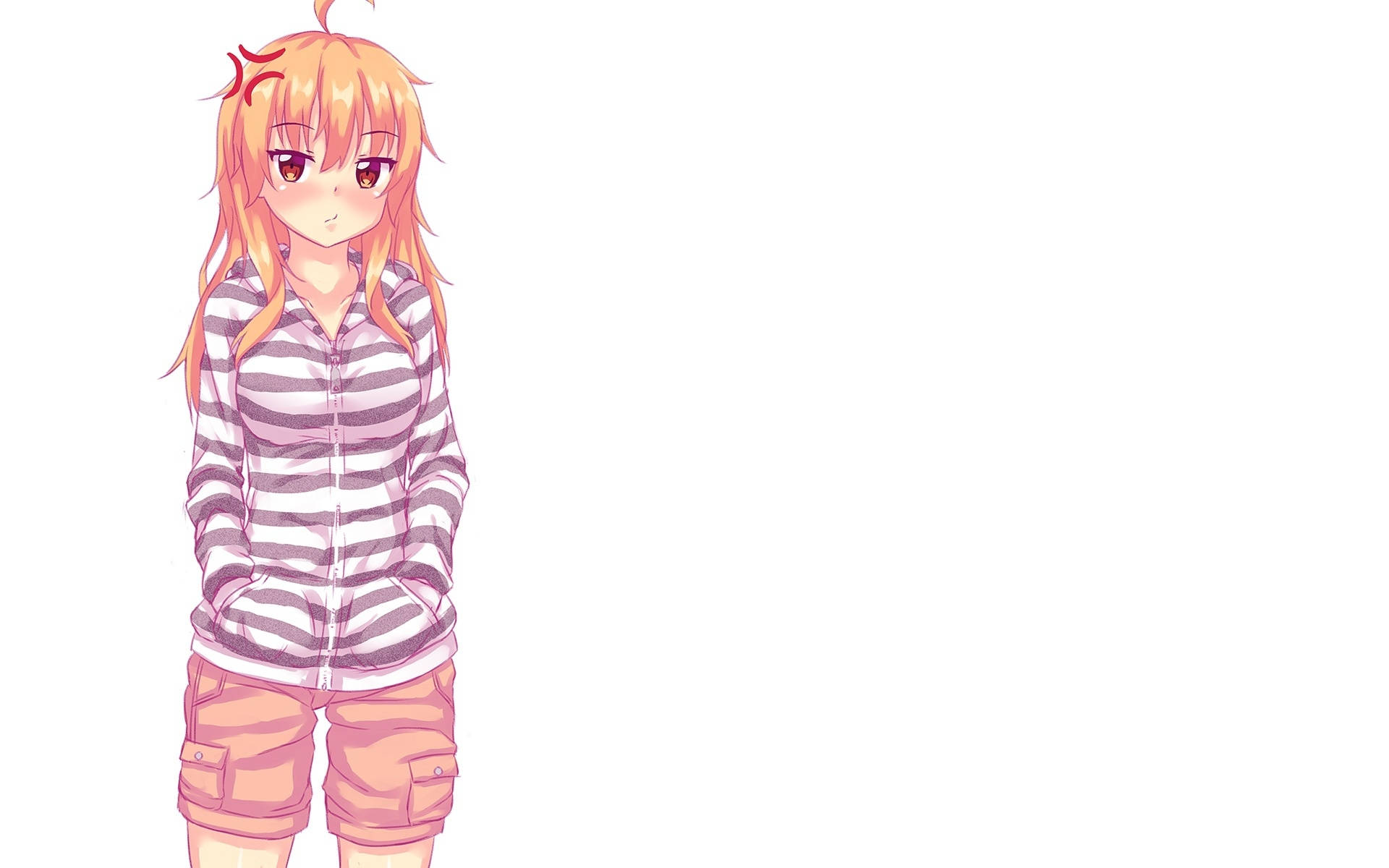 Çizgili Kapüşonlu Sarışın Anime Kızı Duvar Kağıdı