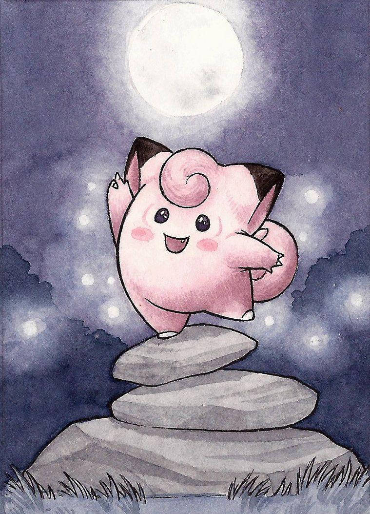 Clefairy Dolunayda Dans Ediyor Duvar Kağıdı