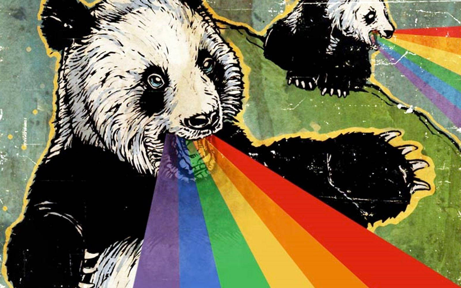 Çılgın Panda ve Gökkuşakları Duvar Kağıdı