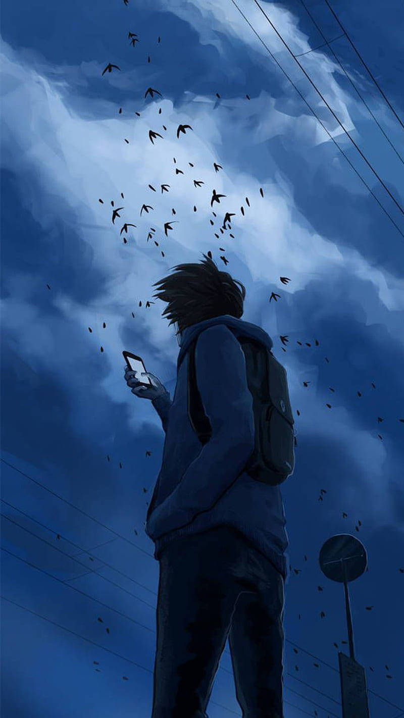 Cool Anime Fotoğrafı Yalnız Çocuk Duvar Kağıdı