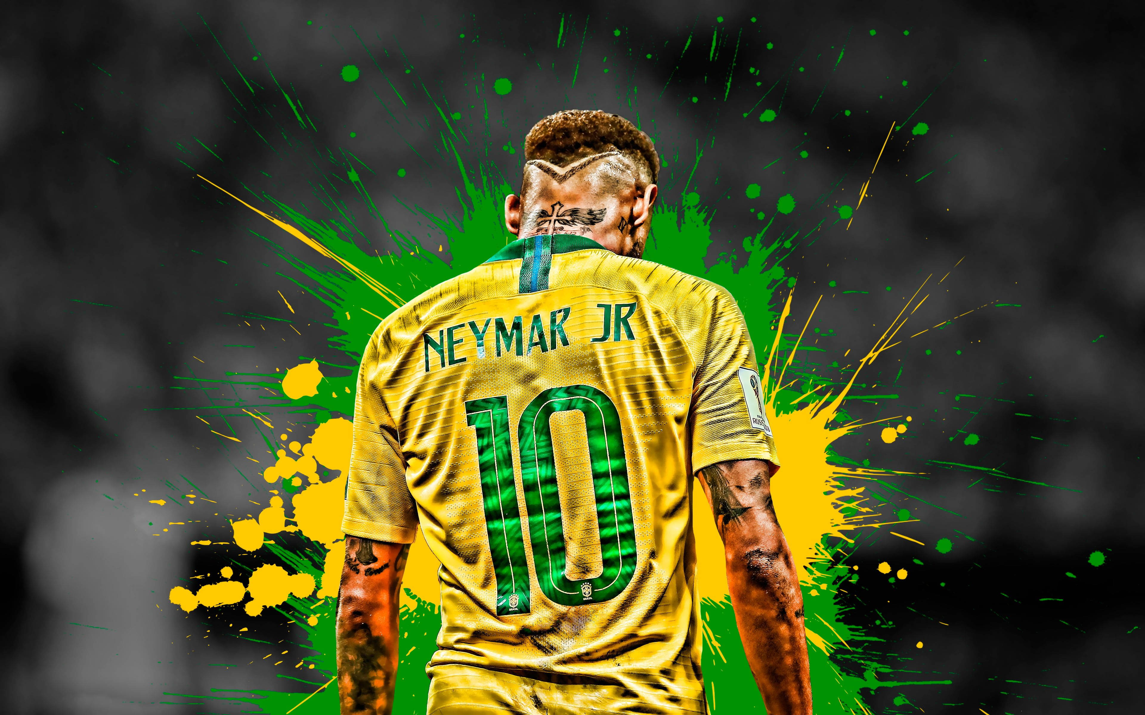 Cool Neymar Jr Yeşil Sarı Sıçrama Duvar Kağıdı