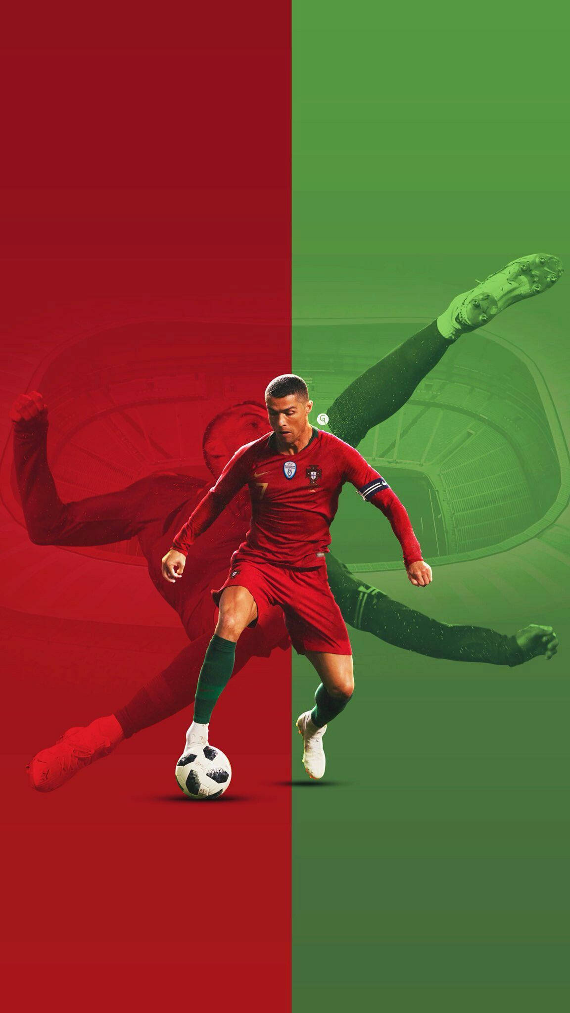 Cristiano Ronaldo Soğuk Kırmızı ve Yeşil Tema Duvar Kağıdı
