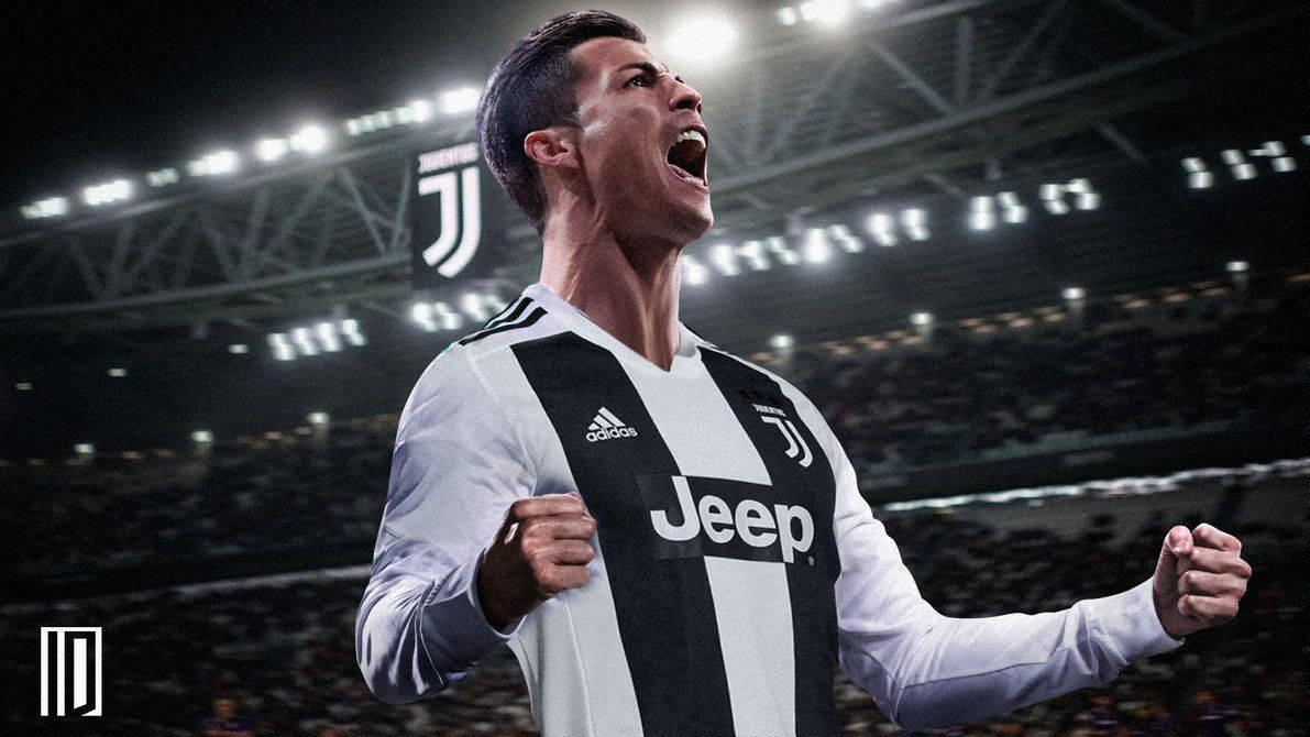 Cristiano Ronaldo zaferinin ardından kutlama yapıyor Duvar Kağıdı