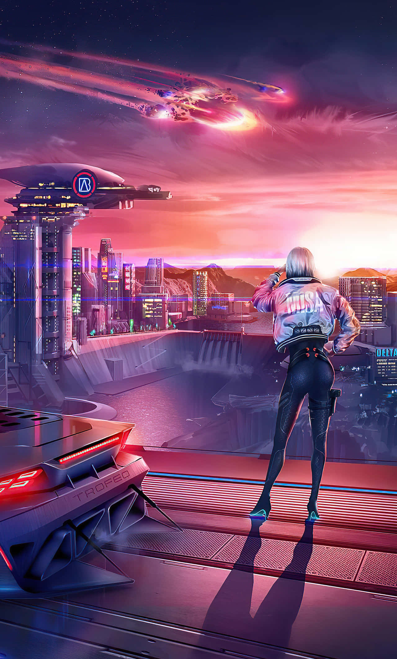 Cyberpunk'ın nefes kesici derecede fütüristik dünyasında yer alan ışıltılı Gece Şehri metropolü. Duvar Kağıdı