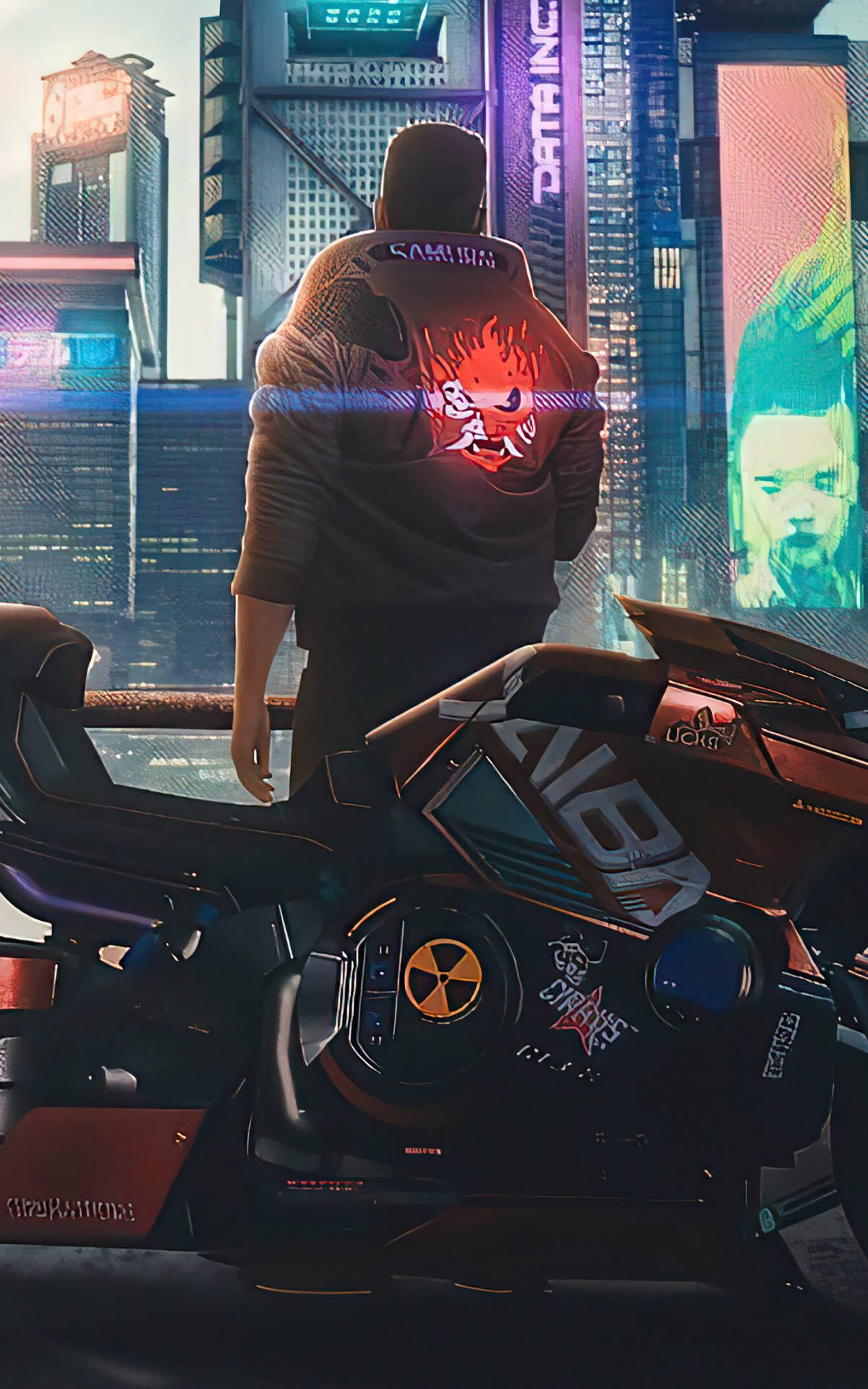 Cyberpunk'ta Ceketli Adam Android İçin Duvar Kağıdı