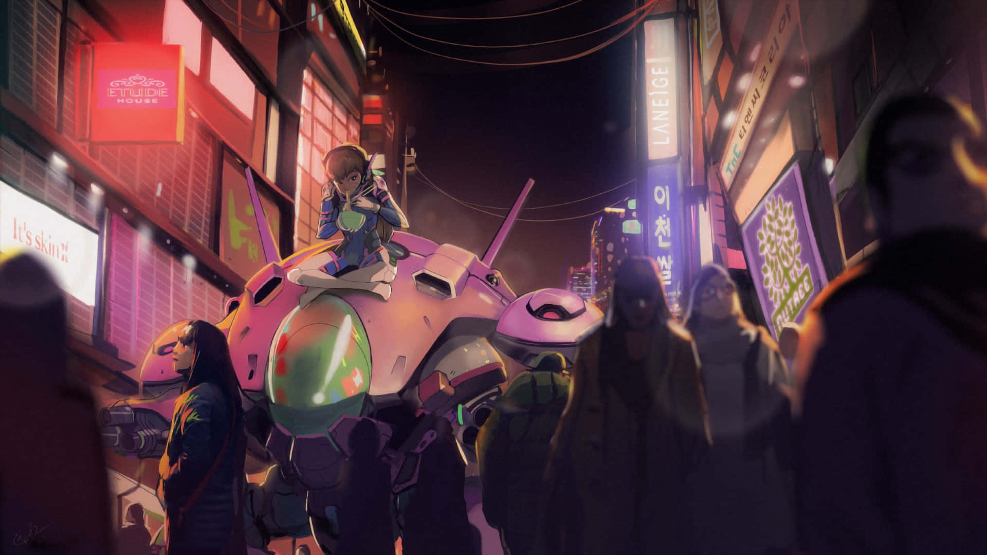 D.va Savaş Gemisi 1920x1080 Overwatch Arkaplanı Duvar Kağıdı