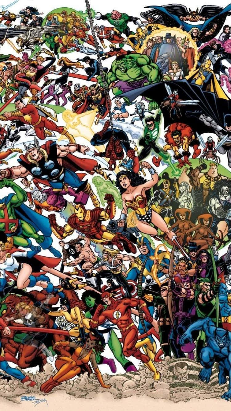 DC ve Marvel Süper Kahraman İş Birliği Kolajı Duvar Kağıdı