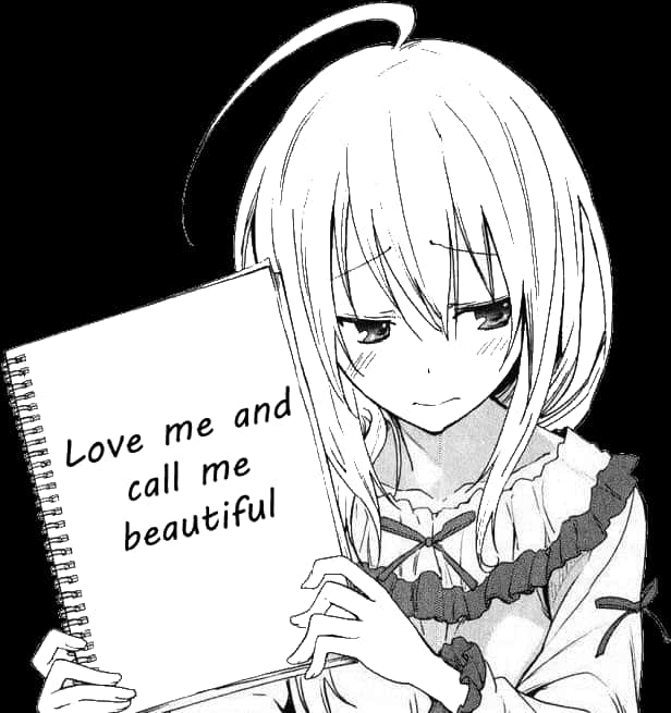 Defter Tutan Anime Kızı İsteği Duvar Kağıdı