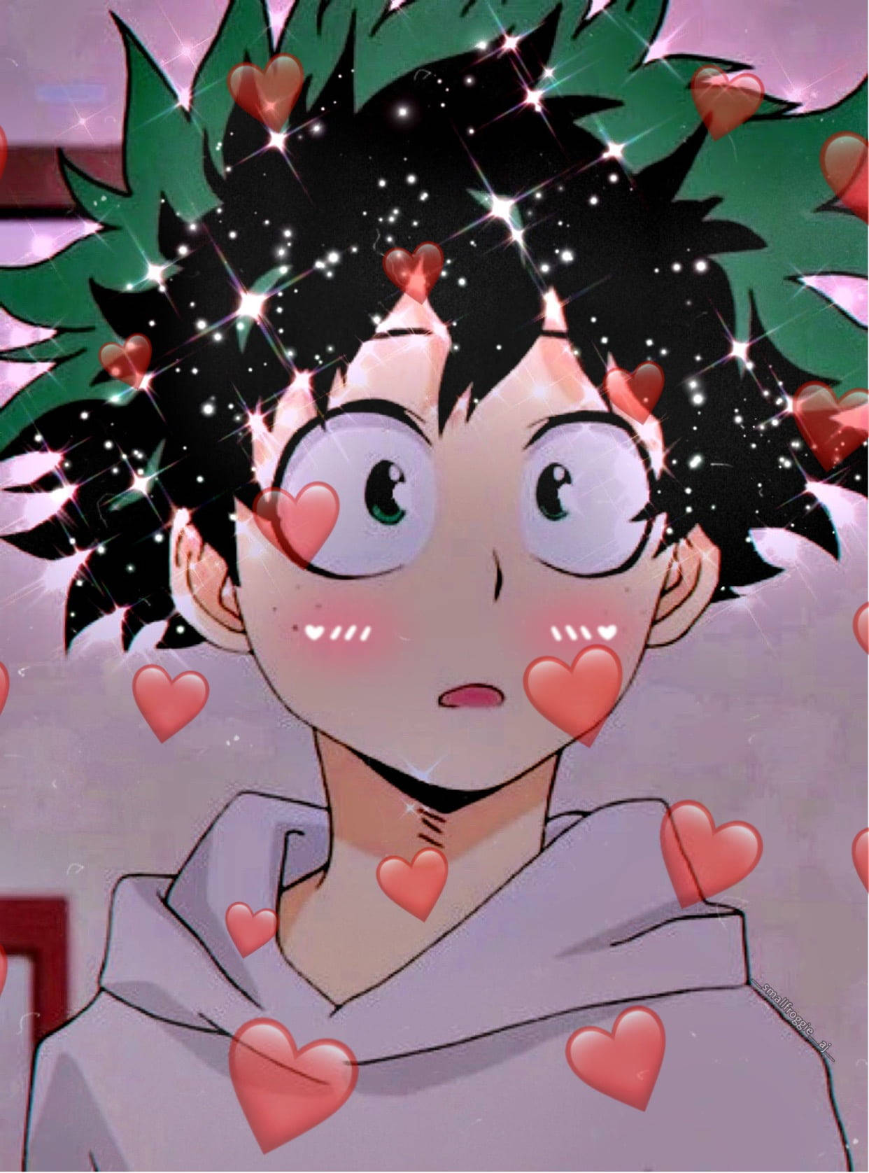 Deku Sevimli Kırmızı Kalpler Duvar Kağıdı