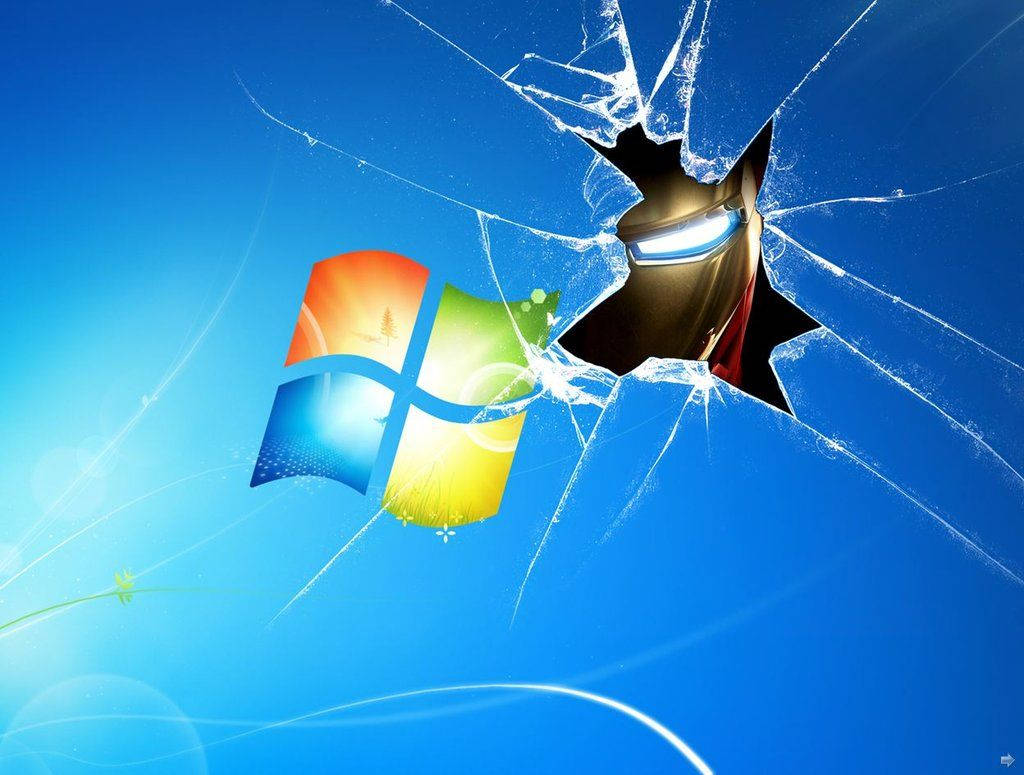 Demir Adam kırık Windows ekranı duvar kağıdı