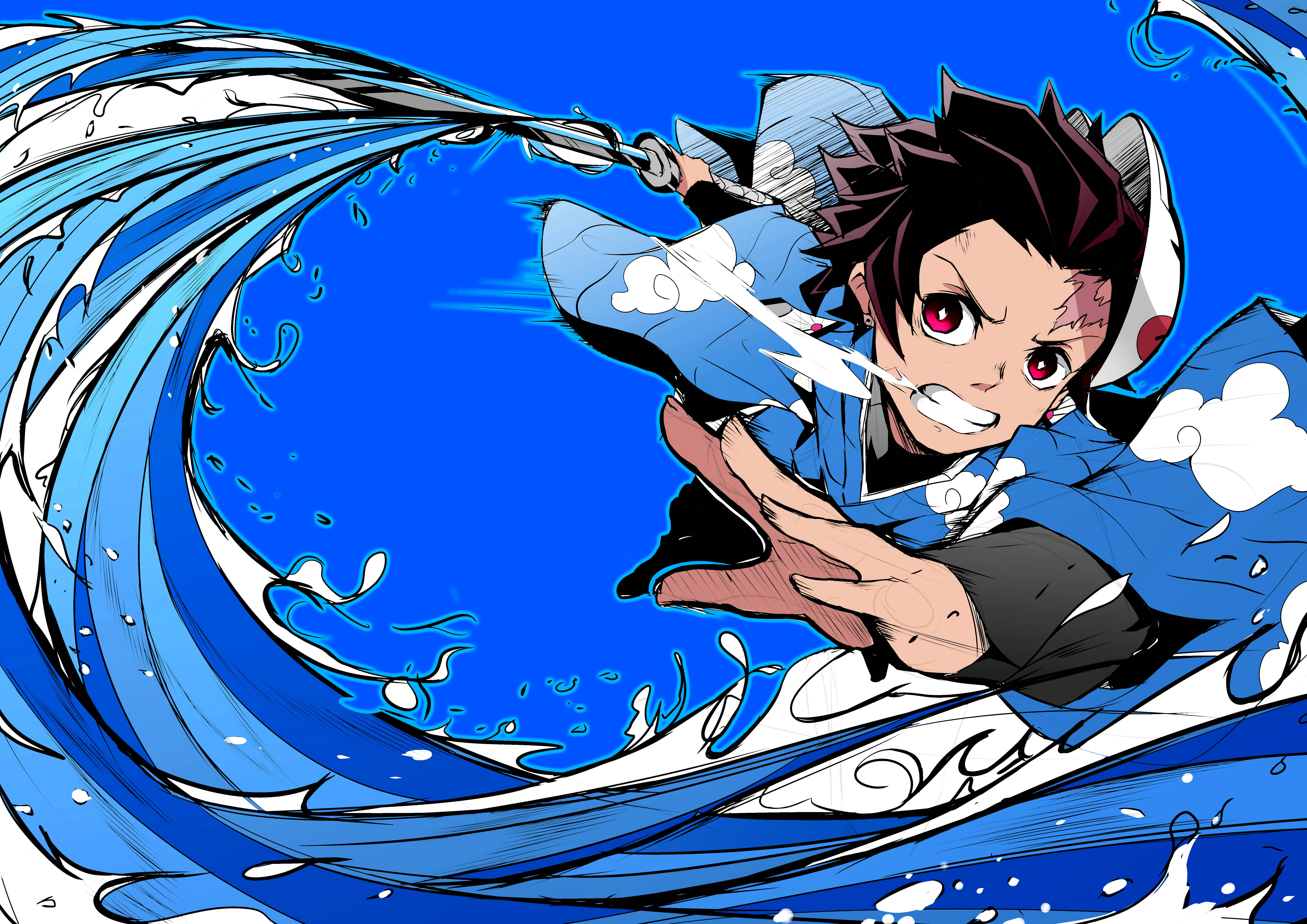Demon Slayer 4K Mavi Tanjiro Duvar Kağıdı