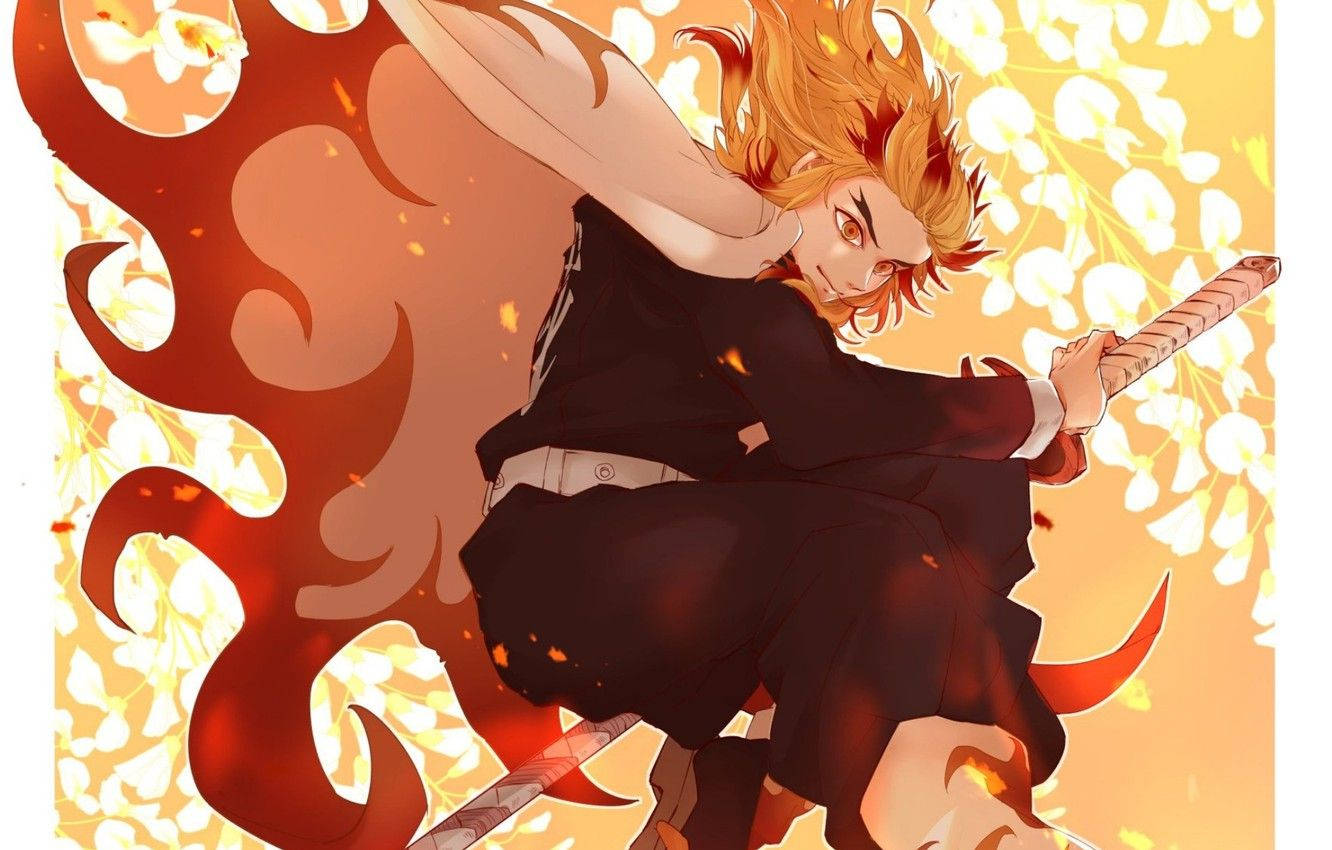 Demon Slayer Anime'sinden Ateş Hashira Rengoku Duvar Kağıdı