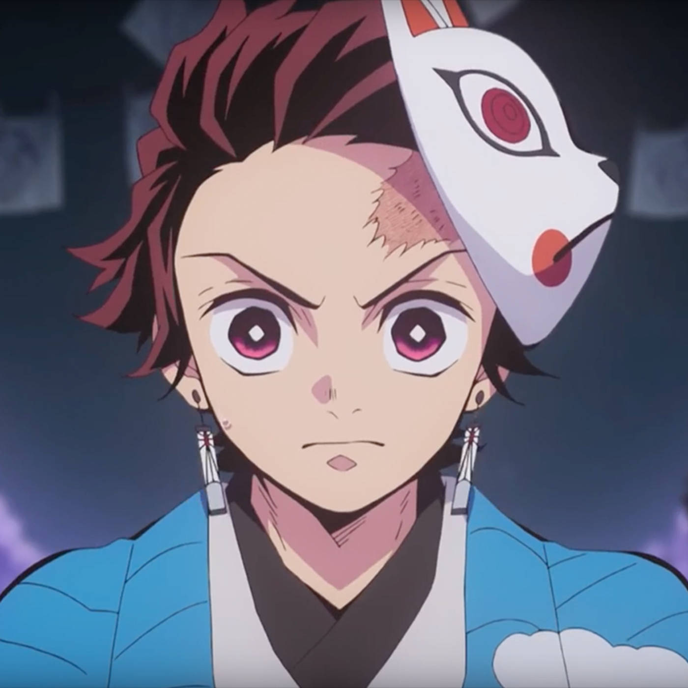 Demon Slayer Mask Tanjiro Portresi Duvar Kağıdı