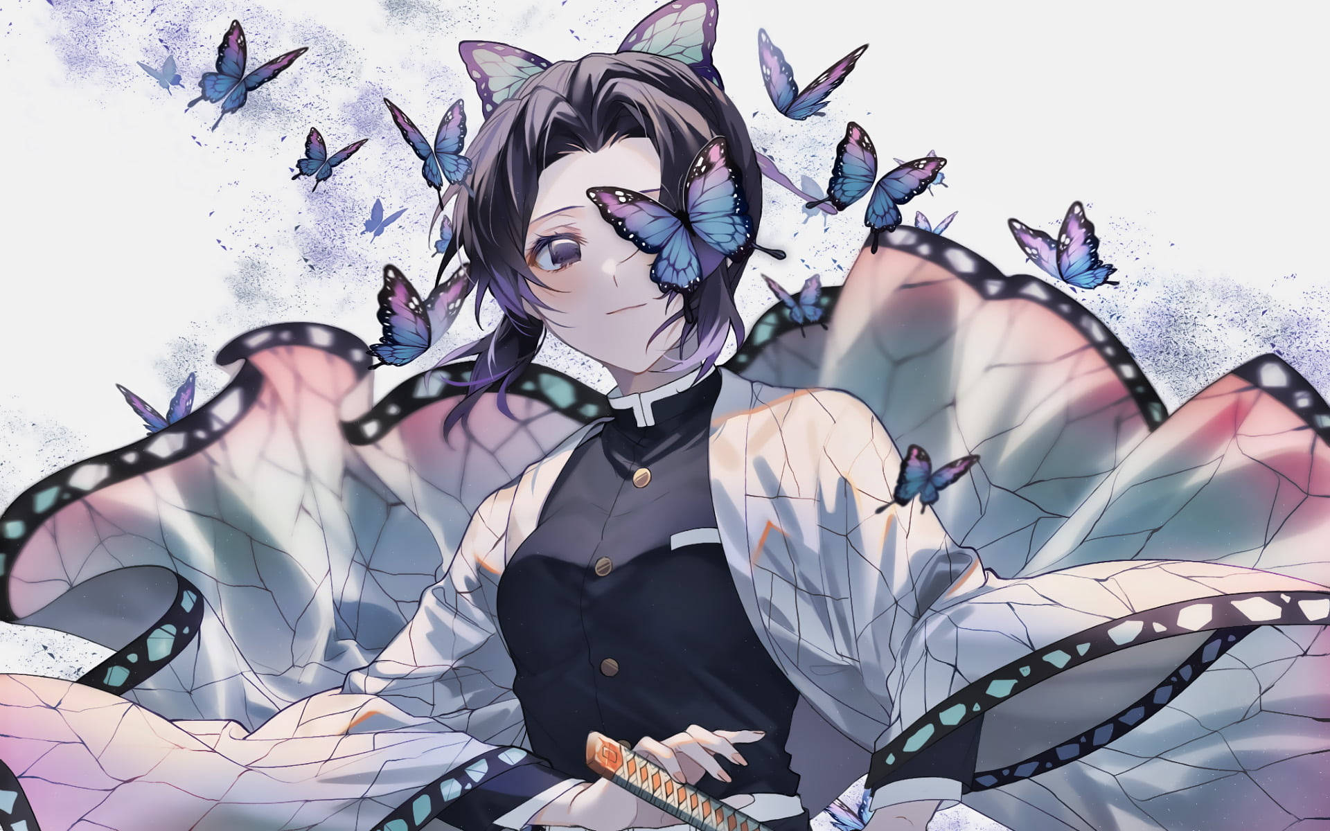 Demon Slayer Mor ve Mavi Kelebekler Shinobu PFP Duvar Kağıdı