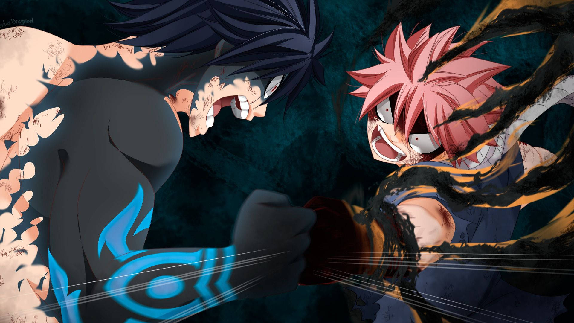 Demon Slayer Natsu, Gray'le cesurca savaşıyor Duvar Kağıdı