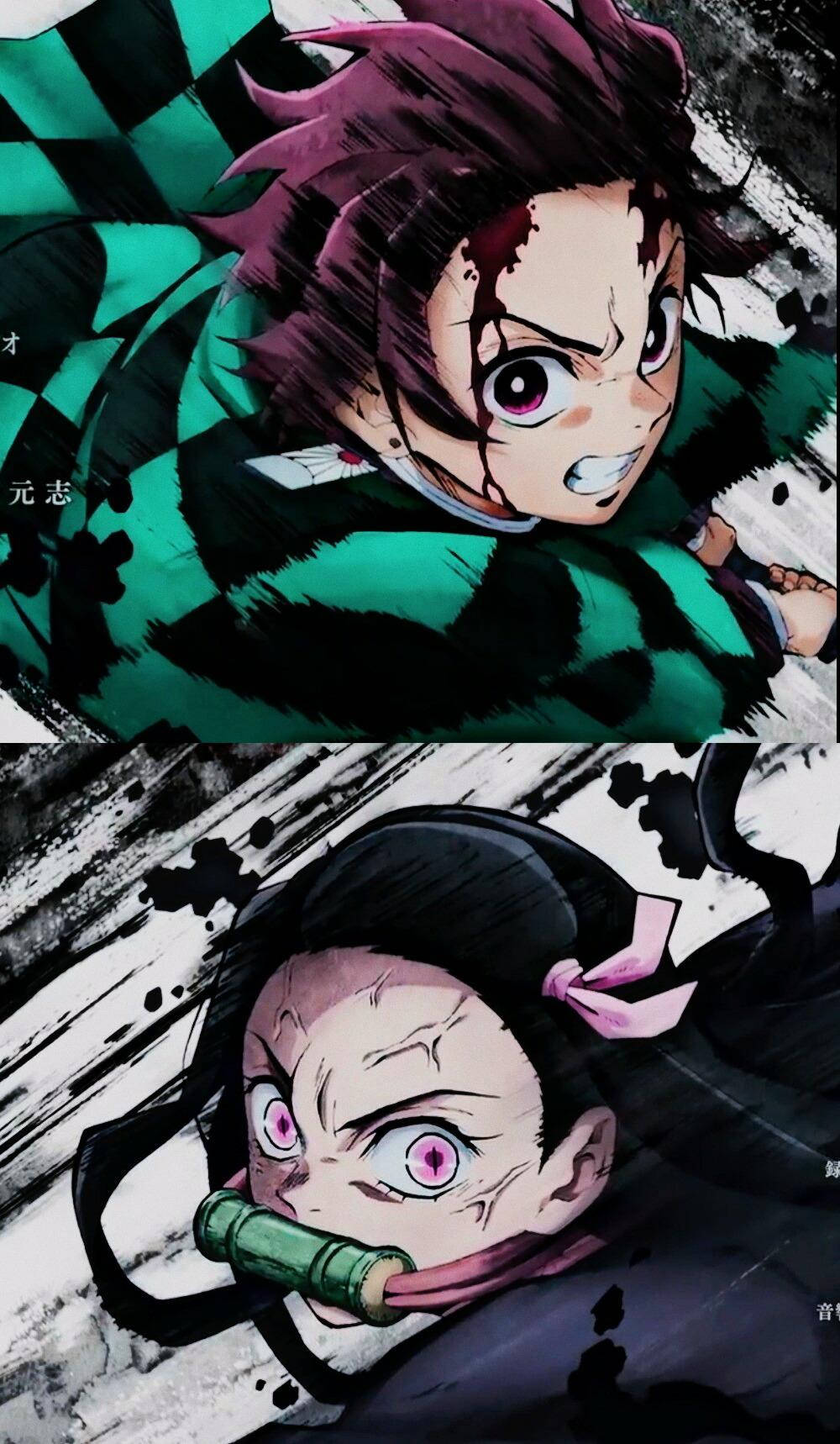 Demon Slayer Tanjiro ve Nezuko Savaşıyor Duvar Kağıdı