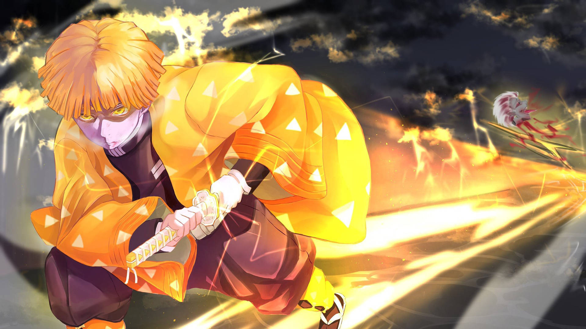 Demon Slayer Zenitsu'nun İnanılmaz Hızı Duvar Kağıdı