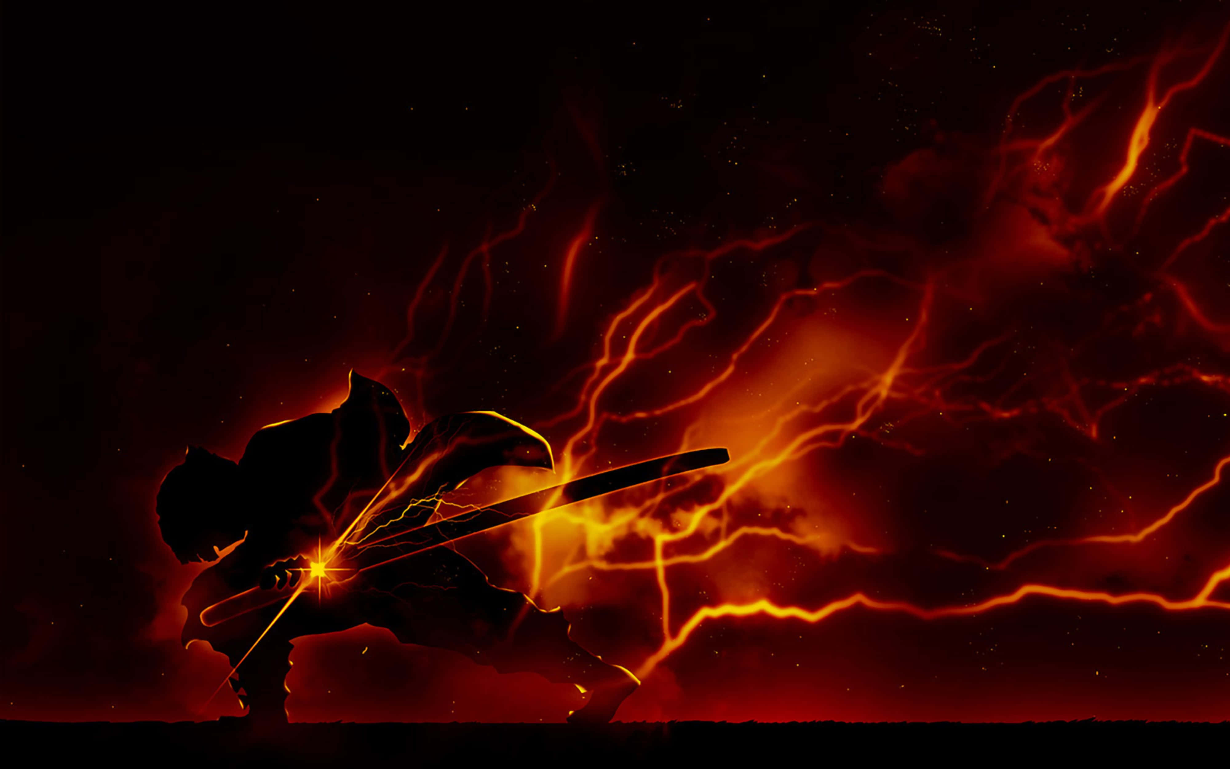 Demon Slayer Zenitsu'nun Alevli Güçleri 4K Duvar Kağıdı