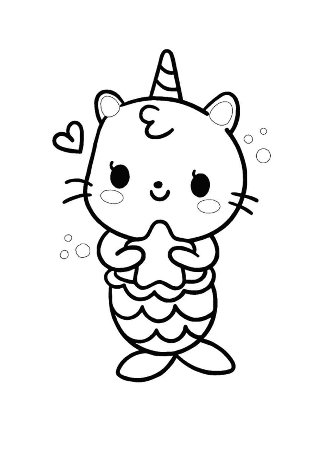 Denizkızı Unicorn Kedi Boyama Resimleri Duvar Kağıdı