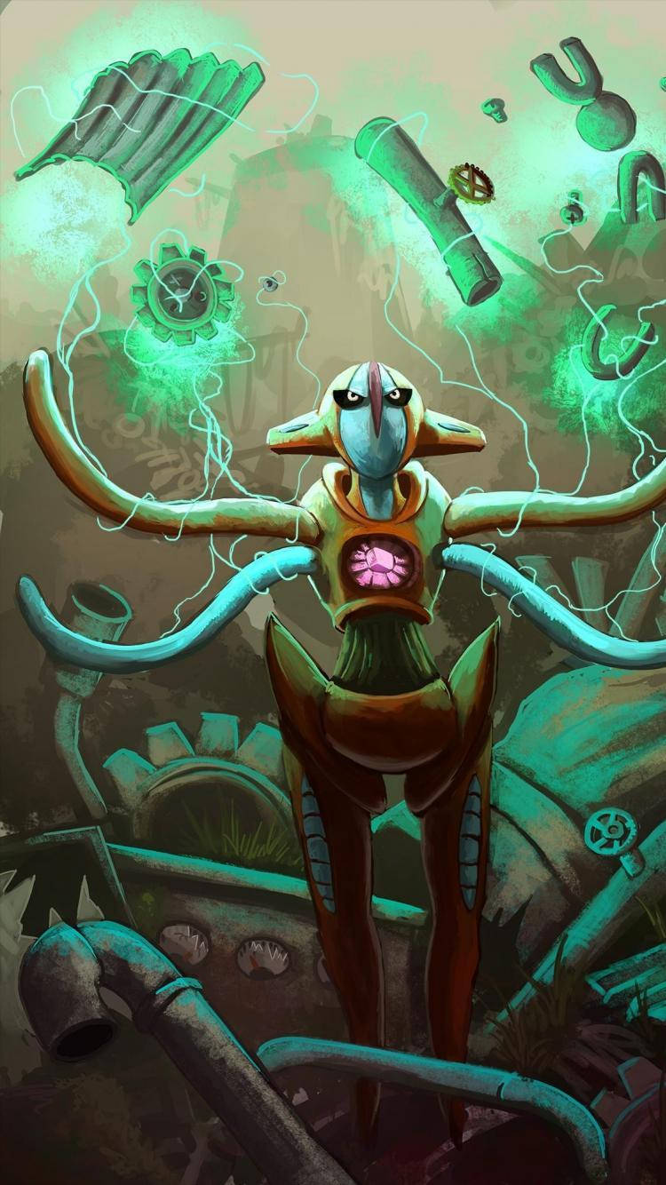 Deoxys ve Havada Süzülen Dişliler Duvar Kağıdı