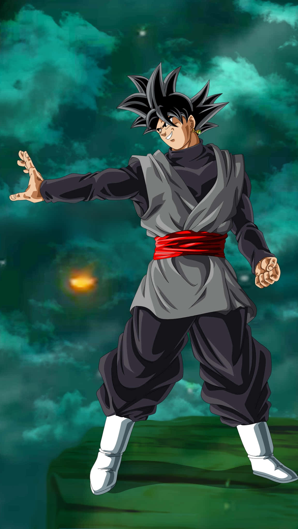 Derin düşüncelere dalmış ve savaşa hazır, Goku Black ileriye bakıyor. Duvar Kağıdı
