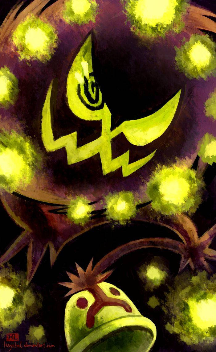 Deviantart eseri: Gölgelerdeki Pokémon'dan Parıldayan Yeşil Spiritomb. Duvar Kağıdı