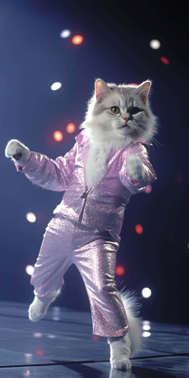 Disco Dans Eden Kedi Duvar Kağıdı