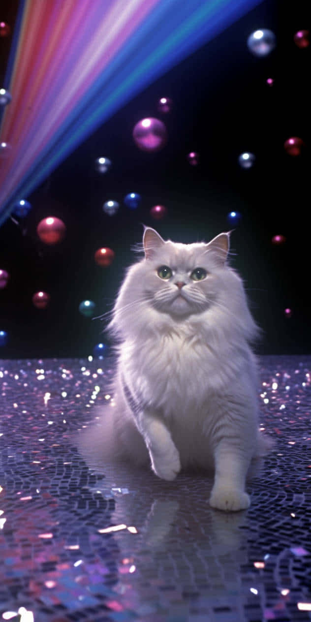 Disko Ateşi Kedi Duvar Kağıdı