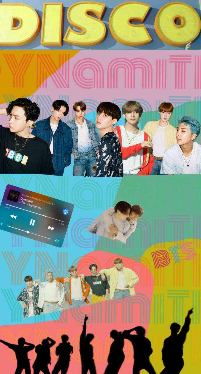Disko Estetiğinde BTS Dynamite Kolajı Duvar Kağıdı