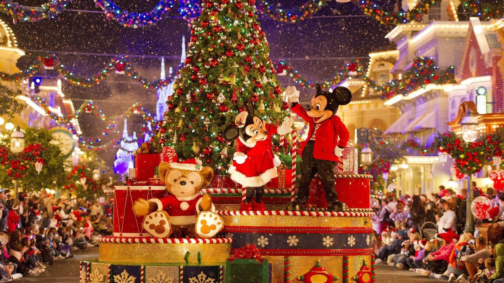 Disney 1920x1080 HD Mickey ve Minnie Noel Performansı Duvar Kağıdı