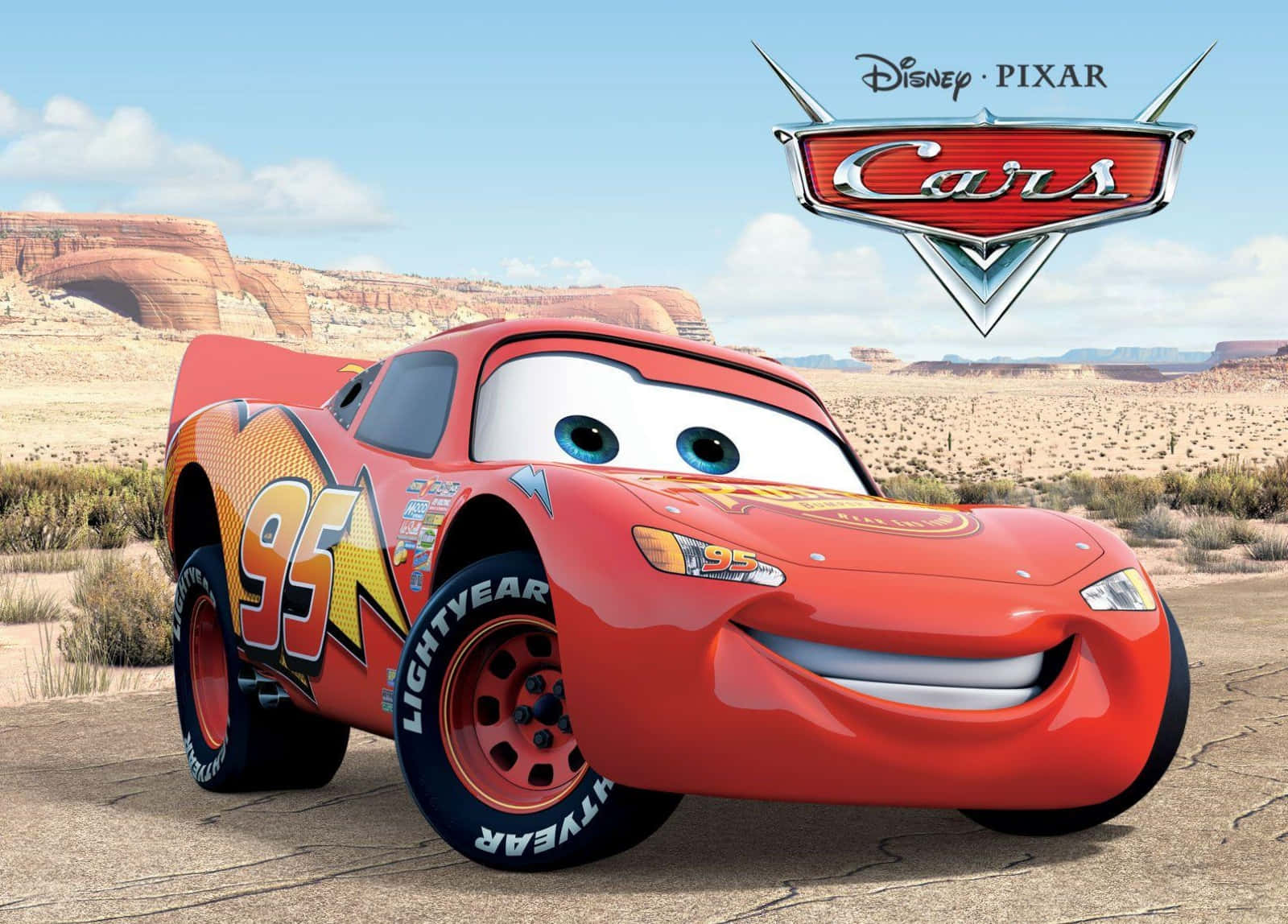 Disney Cars Karakteri Şimşek McQueen Radiator Springs'te Duvar Kağıdı