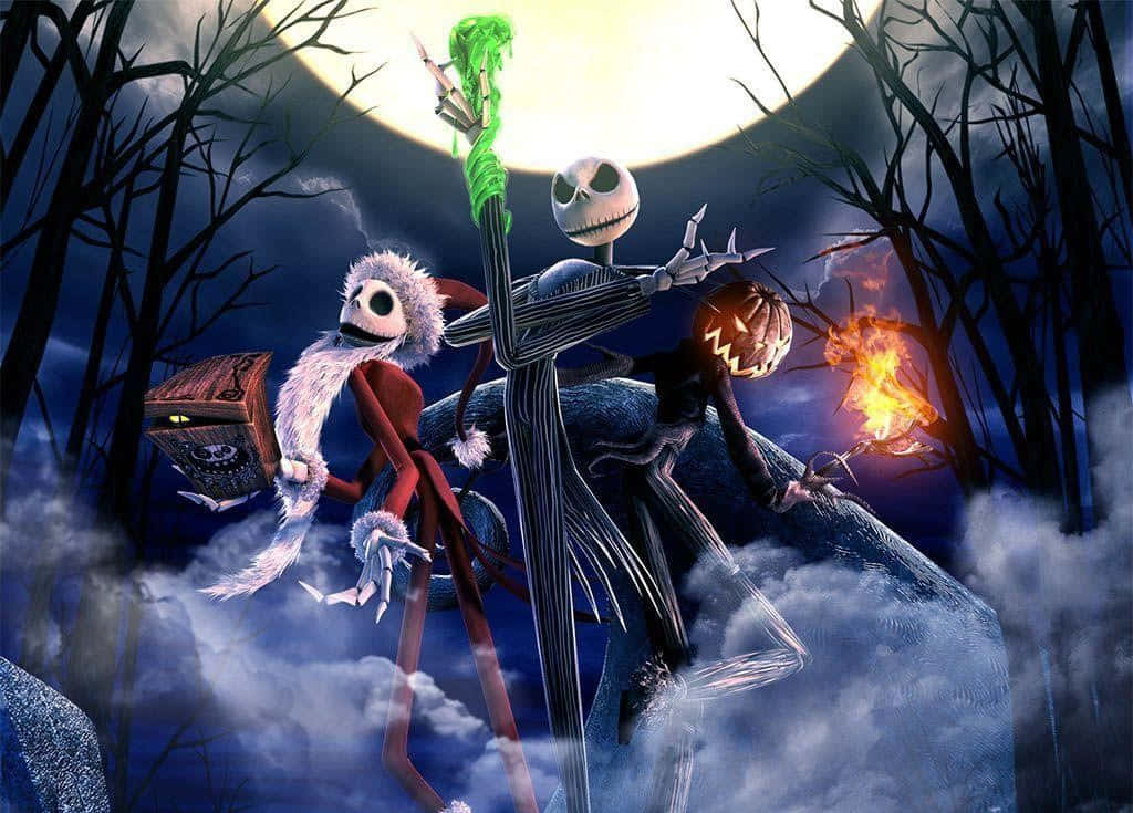 Disney'in The Nightmare Before Christmas filminden ürkütücü bir sahne. Duvar Kağıdı