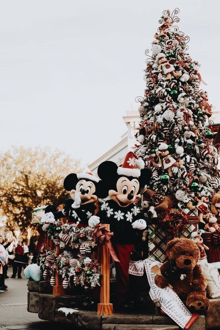 Disney Noel iPhone Vintage Mickey ve Minnie Mouse Duvar Kağıdı