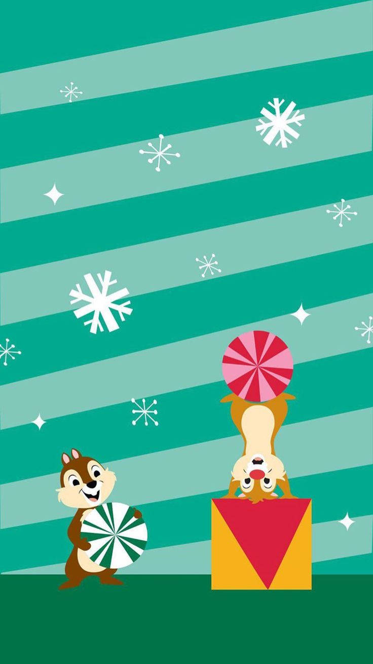 Disney Noel iPhone Chip 'N Dale Duvar Kağıdı