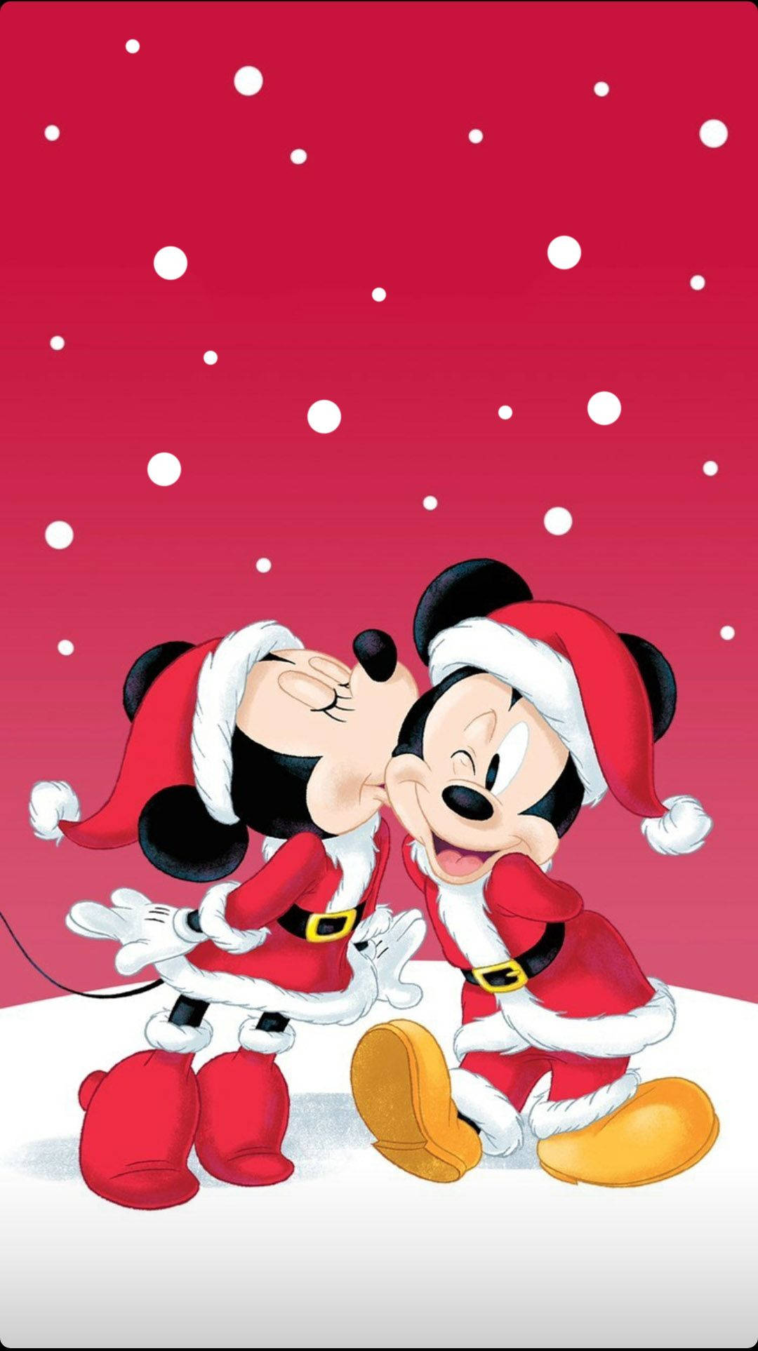 Disney Noel iPhone Mickey Minnie'yi Öpüyor Duvar Kağıdı