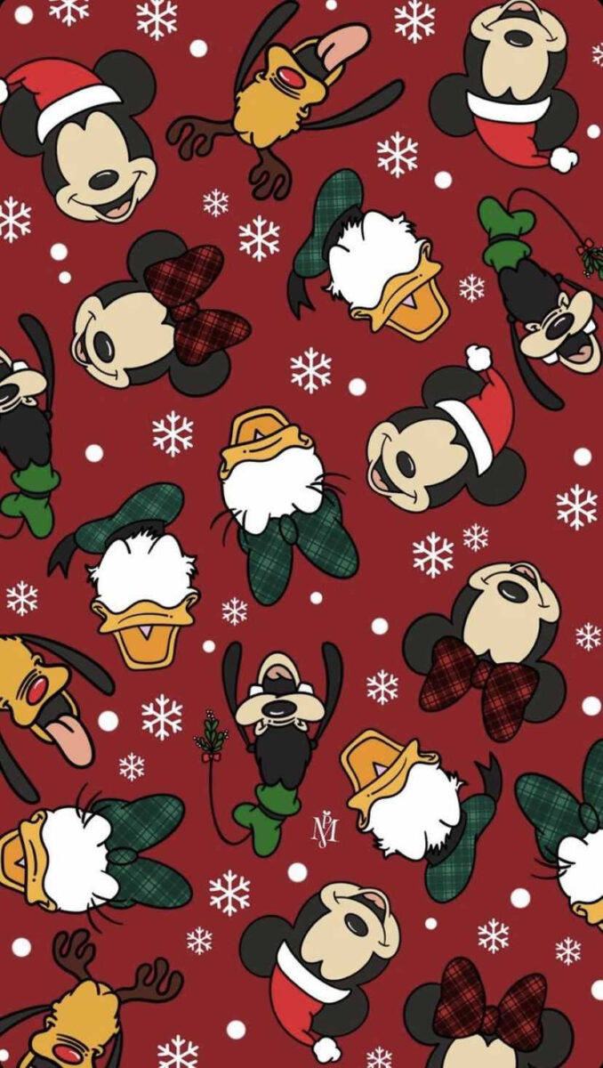 Disney Noel iPhone Mickey Mouse ve Arkadaşları Duvar Kağıdı