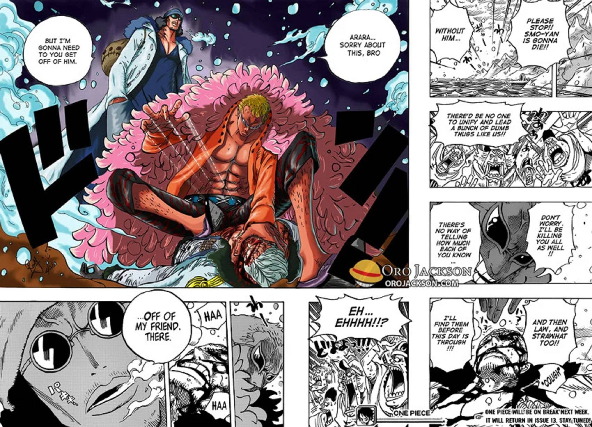 Doflamingo ve Kuzan Manga Paneli Duvar Kağıdı