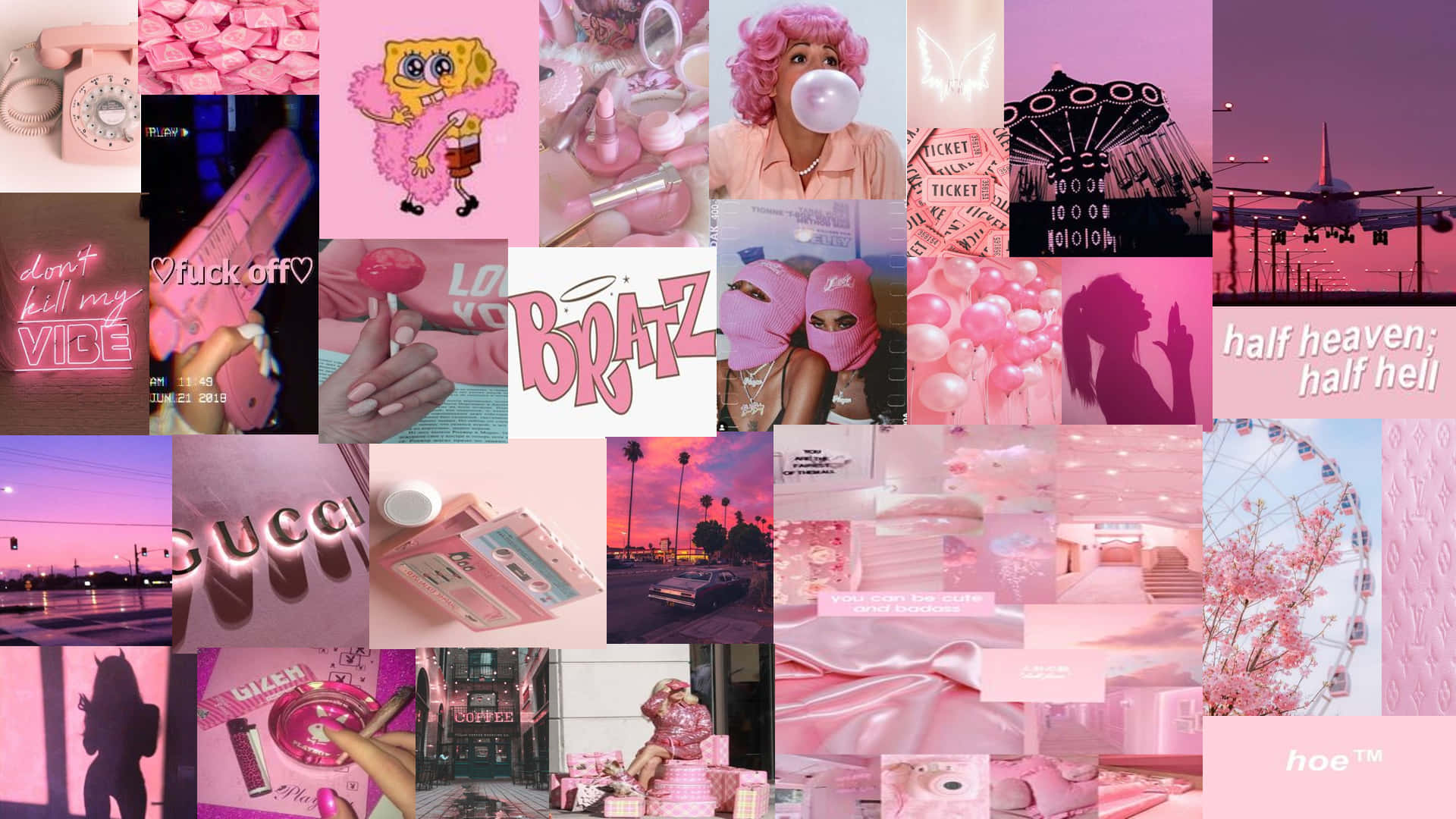 Doğanın çiçek açmış yemyeşil pembe estetiği Duvar Kağıdı