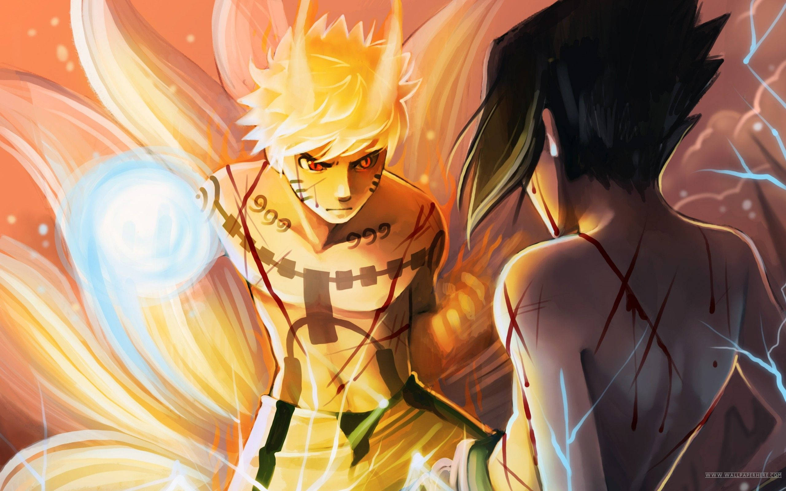 Dokuz Kuyruklu Naruto ve Sasuke Savaşı Duvar Kağıdı